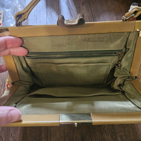 Hand Made Petit Point Needlepoint Floral Roses Tapestry Evening Bag Vintage Used - Picture 9 of 12